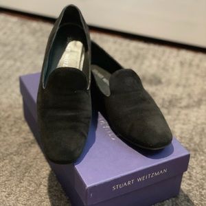 Stuart Weitzman Black Suede Arky Flats